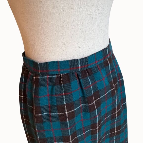 Vtg Pendleton Wool Tartan Teal Plaid Skirt USA Womens vintage size 10 - Picture 5 of 7